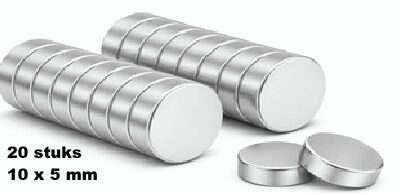 20 stuks Magneten 10x5 mm van allerhoogste magneetgraad N52