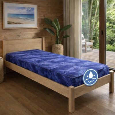 HOESLAKEN 90x200x25 GLAD BLAUW MIMICRY 100% WATERDICHT