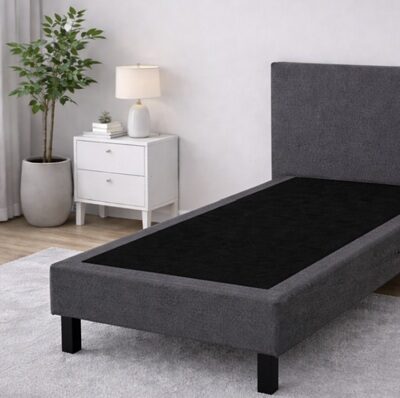 Boxspring Essential met Hoofdbord Dark Grey, 90x200x20